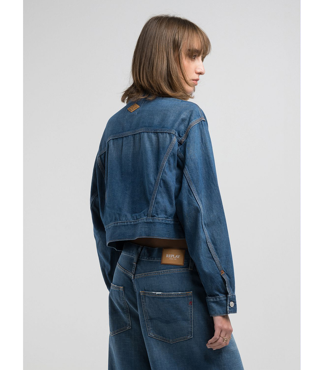 リサイクルクロップドデニムジャケット 詳細画像 ブルー 2